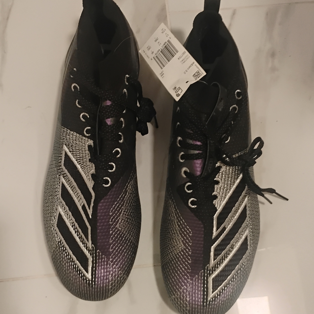 Adidas Men's Adizero Sz. 11.5 Black and Silver Football cleats athletic shoes